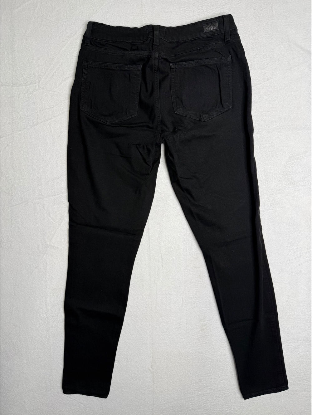 PAIGE Indio Zip Skinny Jeans Women’s 30 Black Overdye Moto Zipper Stretch